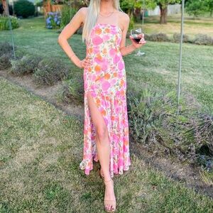 12th Tribe Strapless Floral Maxi Dress
